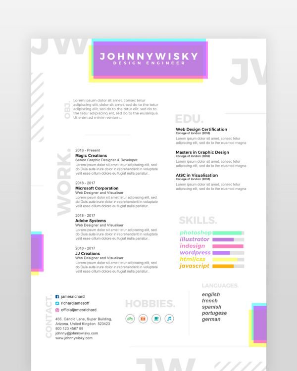 Artistic Resume Template by resumedesigns.in