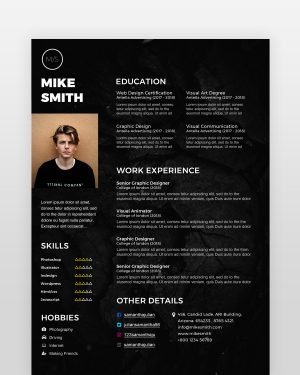 Black Designer Resume Template by resumedesigns.in