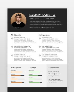 Clean One Page Resume Template - resumedesigns.in