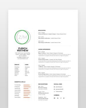 Clean Simple Resume Template - resumedesigns.in