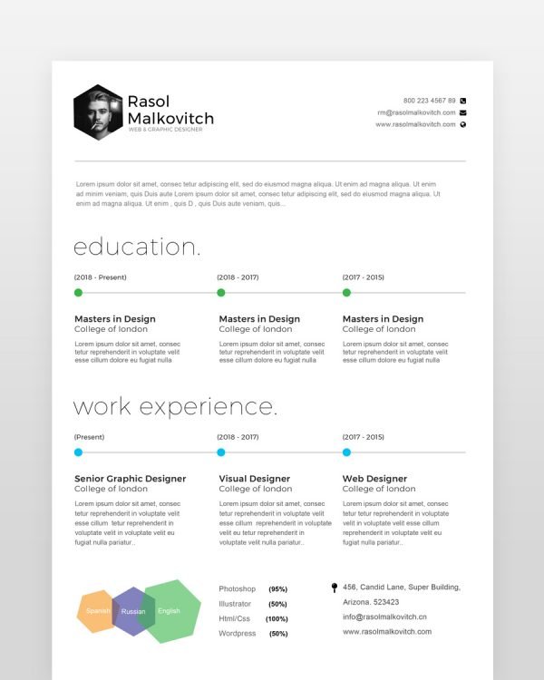 Clean Web Designer Resume - resumedesigns.in