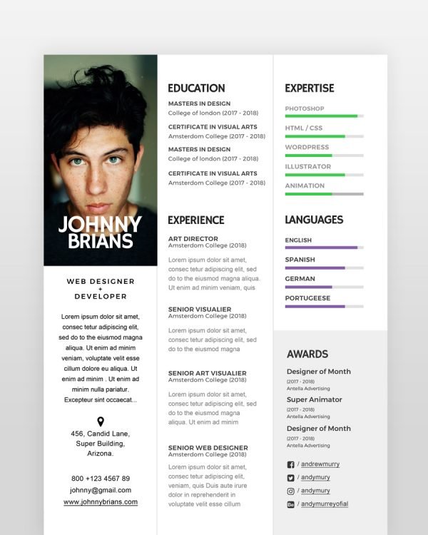 Clean and Minimal Designer Resume - resumedesigns.in