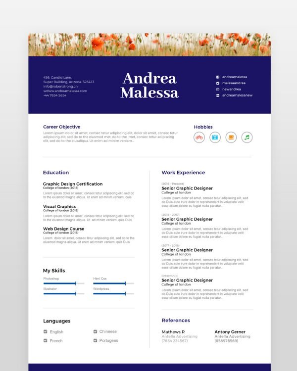 Colorful Floral Resume Template - resumedesigns.in