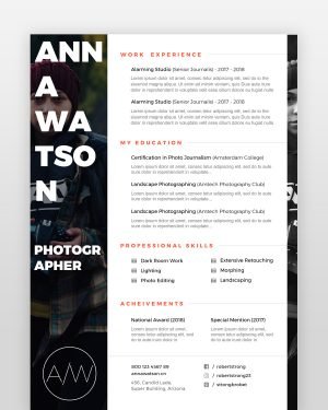 Creative Photographer Resume - resumedesigns.in