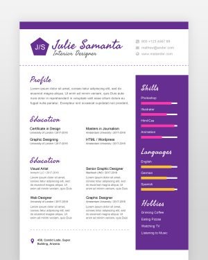 Interior Designer Resume Template - resumedesigns.in