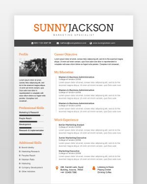 Marketing Resume Template - resumedesigns.in