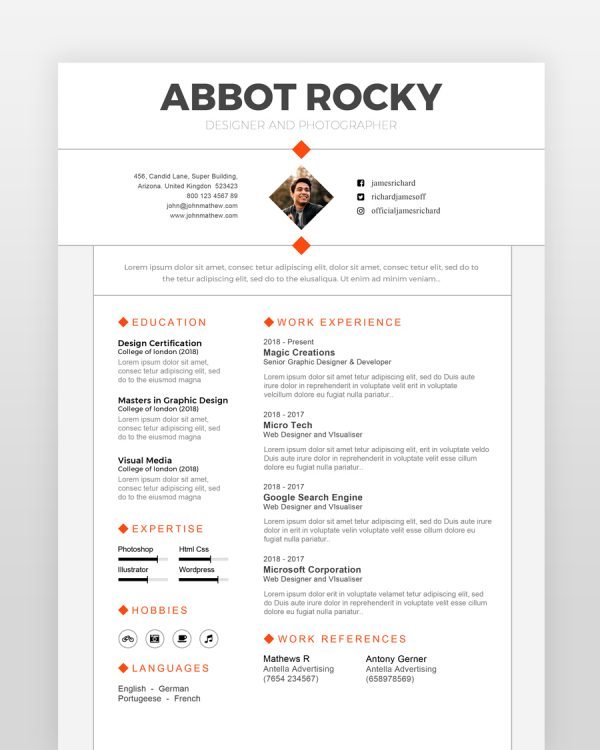 Minimalist Graphic Designer Resume - resumedesigns.in