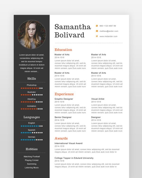 Modern Professional Designer Resume - resumedesigns.in