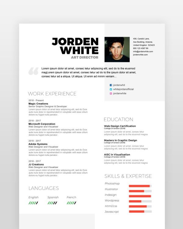 Modern and Simple Designer Resume - resumedesigns.in