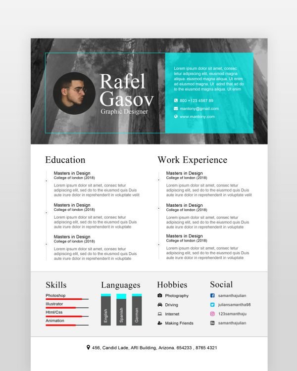 Multipurpose Clean Resume - resumedesigns.in