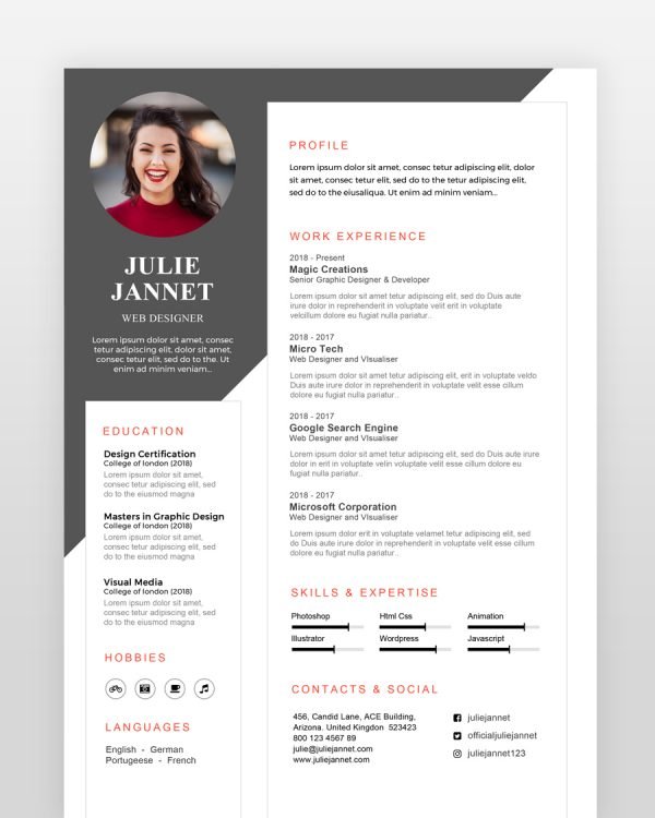 Multi Purpose Resume Template - resumedesigns.in