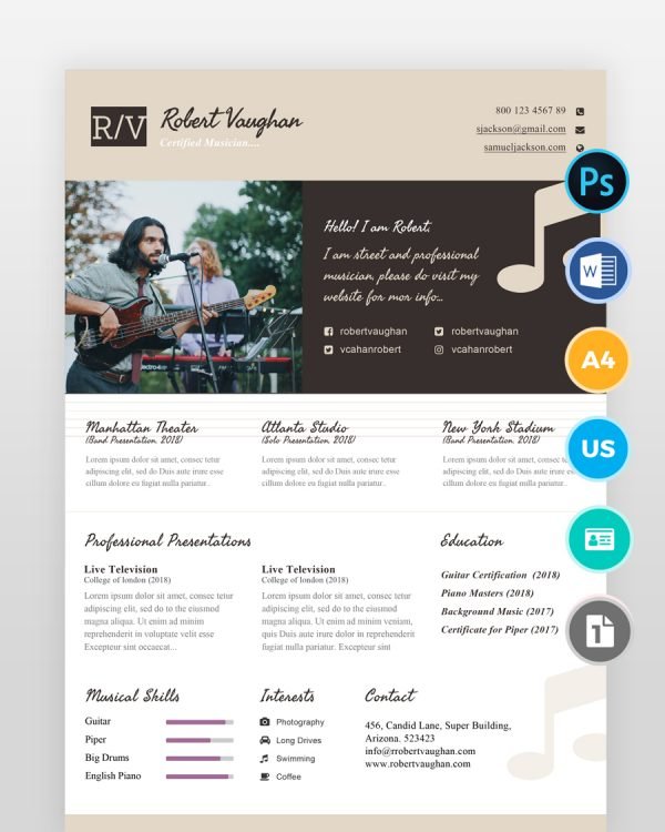 Musician-Resume-Template2 - resumedesigns.in