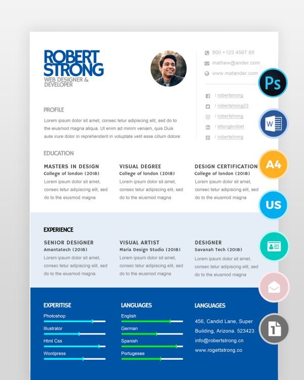 One Page Designer Resume - resumedesigns.in