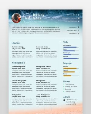 Photographer Resume Template - resumedesigns.in