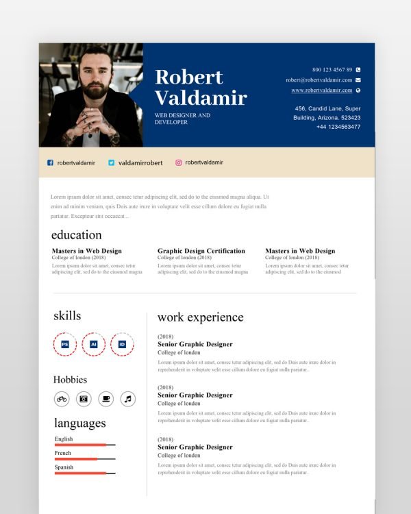 Simple Clean Resume Template - resumedesigns.in