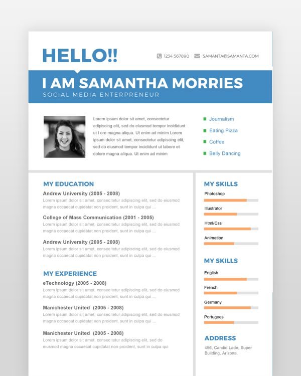 Simple and Clean Professional Resume - resumedesigns.in