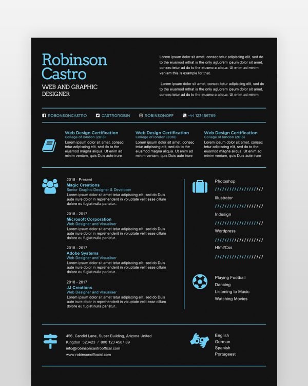 Dark-Black-Designer-Resume - resumedesigns.in