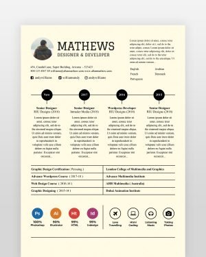 Experienced Designer Resume Template - resumedesigns.in