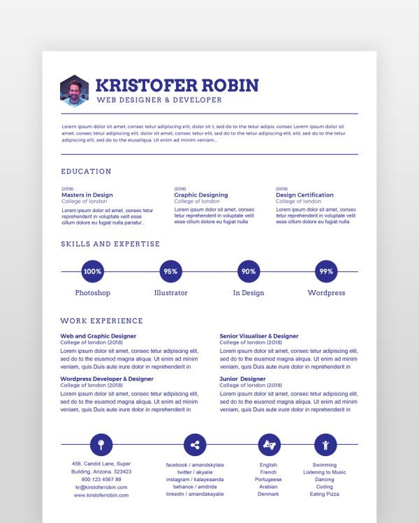 Minimal Resume Single Page - resumedesigns.in