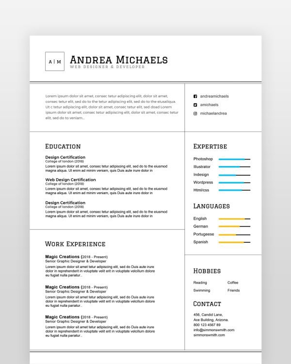 Professional Resume Template - resumedesigns.in