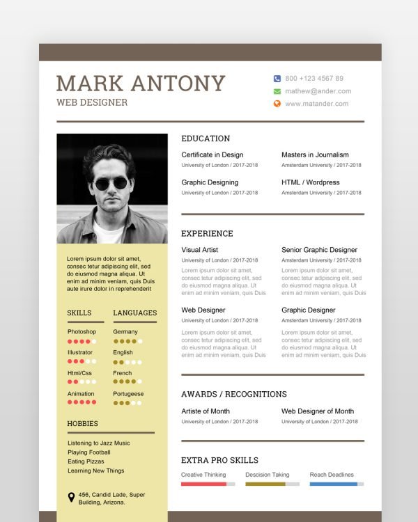 Simple Web Designer Resume - resumedesigns.in