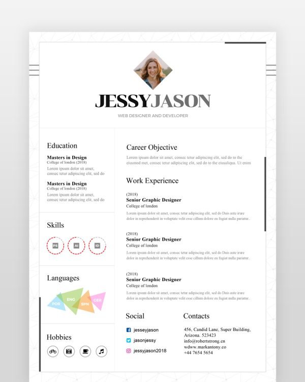 Minimal Designer Resume - resumedesigns.in